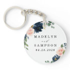 Mariage campagnard floral bleu marine et rose pâle