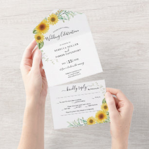 Mariage campagnard Sunflower invitation tout en un