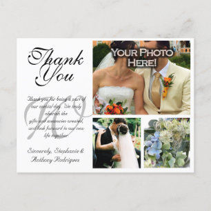 Mariage Carte de remerciements 3 photos Photo pers
