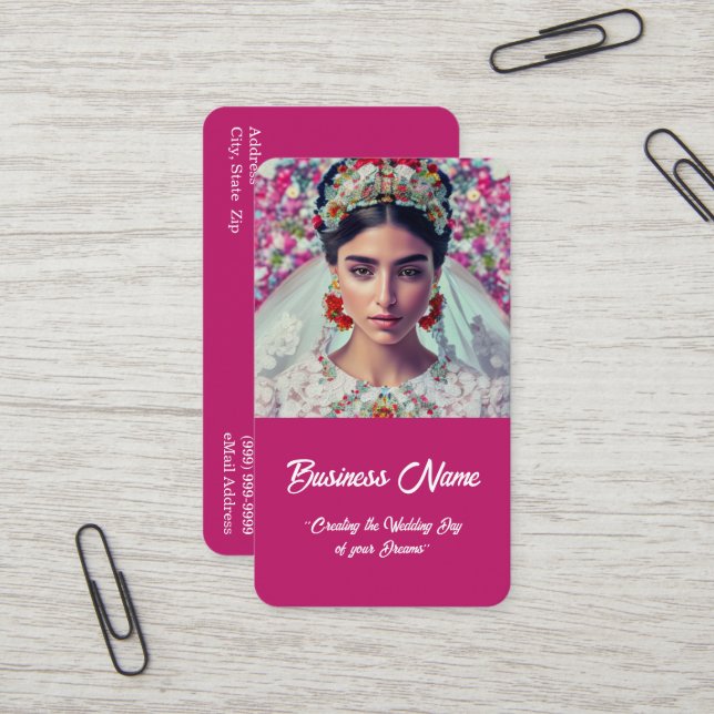 Mariage / Carte de visite du planificateur d'événe (Devant/Arrière en situation)