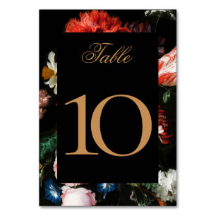 Mariage Carte Numéro de table Rouge noir Floral 2