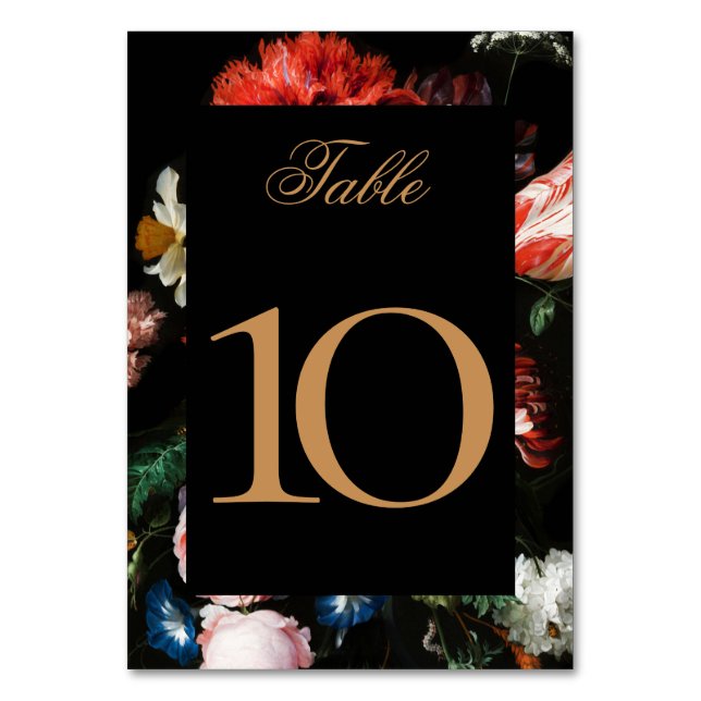 Mariage Carte Numéro de table Rouge noir Floral 2  (Par défaut)
