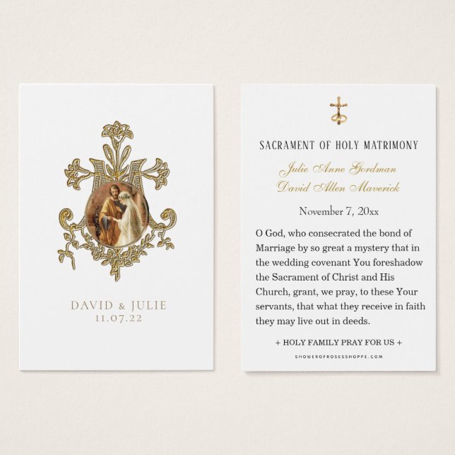Mariage catholique Carte Sainte traditionnelle (Devant & derrière)