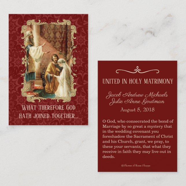 Mariage catholique Favoriser Carte Sainte Damask M (Devant / Derrière)