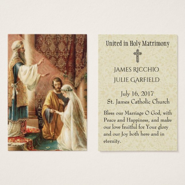 Mariage catholique Favoriser la mariée Carte Saint (Devant & derrière)