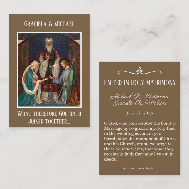 Mariage catholique Favoriser la Sainte Carte Marie (Devant / Derrière)
