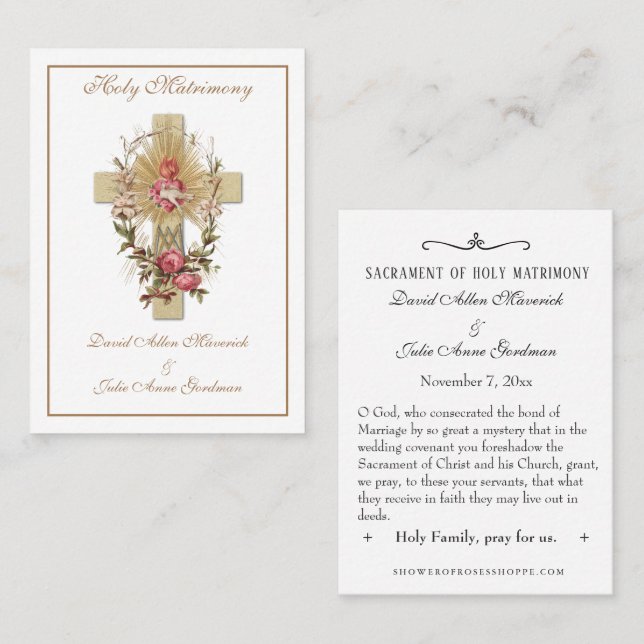 Mariage catholique traditionnel Favoriser la Carte (Devant / Derrière)