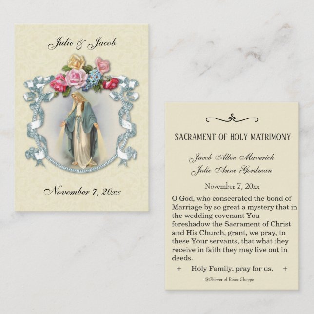 Mariage catholique traditionnel Favoriser la Carte (Devant / Derrière)