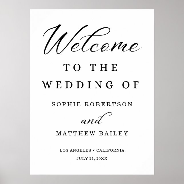 Mariage Celebration Modern Script Welcome Poster (Devant)