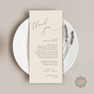 Mariage Celebration Place Setting Carte de remerci