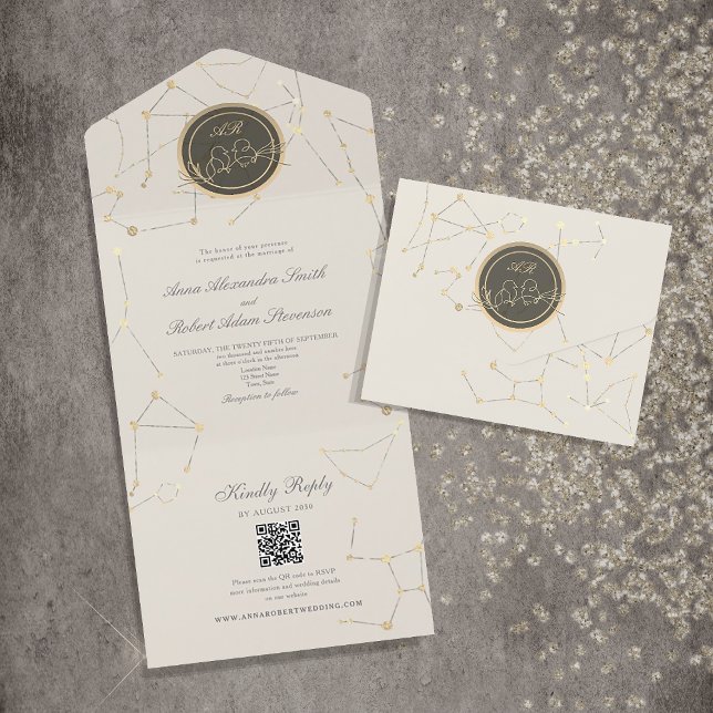Mariage céleste Boho en une seule invitation (Créateur téléchargé)