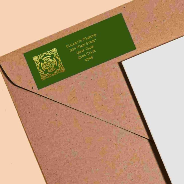 Mariage celtique Green Faux Gold Adresse de retour (Créateur téléchargé)