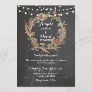 Mariage Chalk Fall in Love Wreath Party Invitation