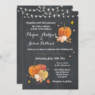 Mariage Chalk Rustic Citrouille Automne Invitation