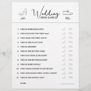 Mariage Chaussure Questions Jeu papier noir et bla