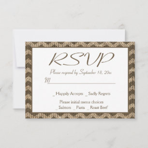 Mariage Chevron Rayure Brun Toile Rustique RSVP
