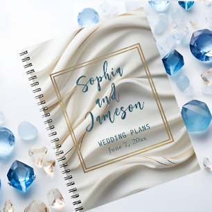 Mariage chic en satin Carnet bleu et or