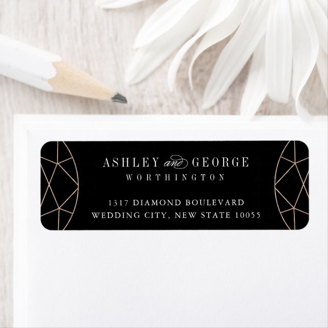 Mariage Chic Monogramme Géométrique Gemme Diamant  (En situation)