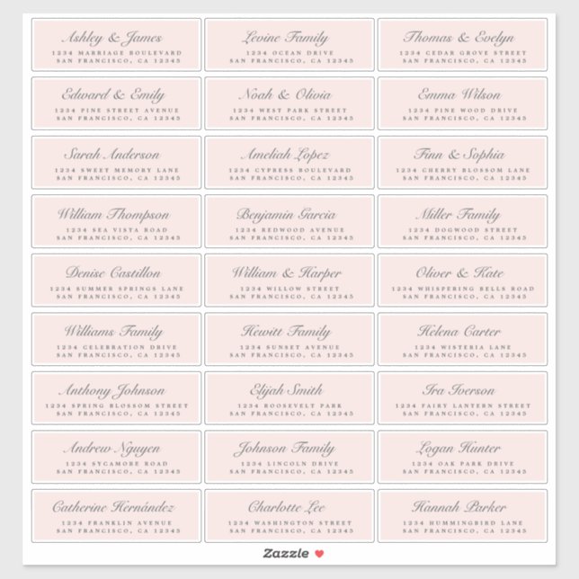 Mariage Chic Pink Étiquettes de adresse invités (Feuille)