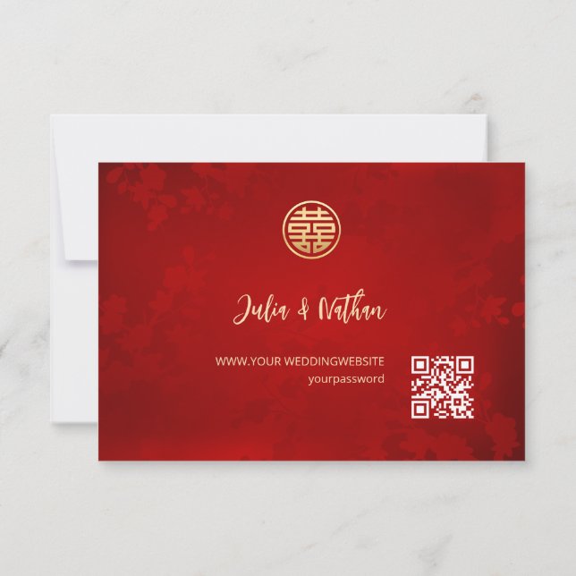 Mariage chinois Red Gold RSVP (Dos)