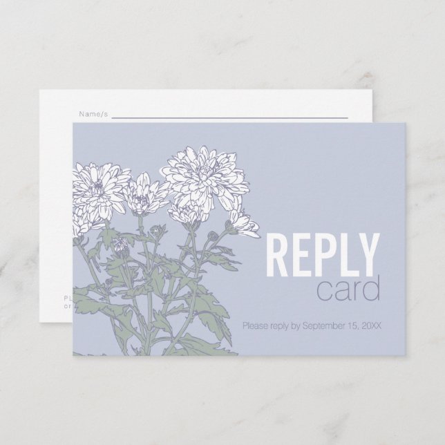 Mariage chrysanthemum mariage blanc RSVP QR code (Devant / Derrière)