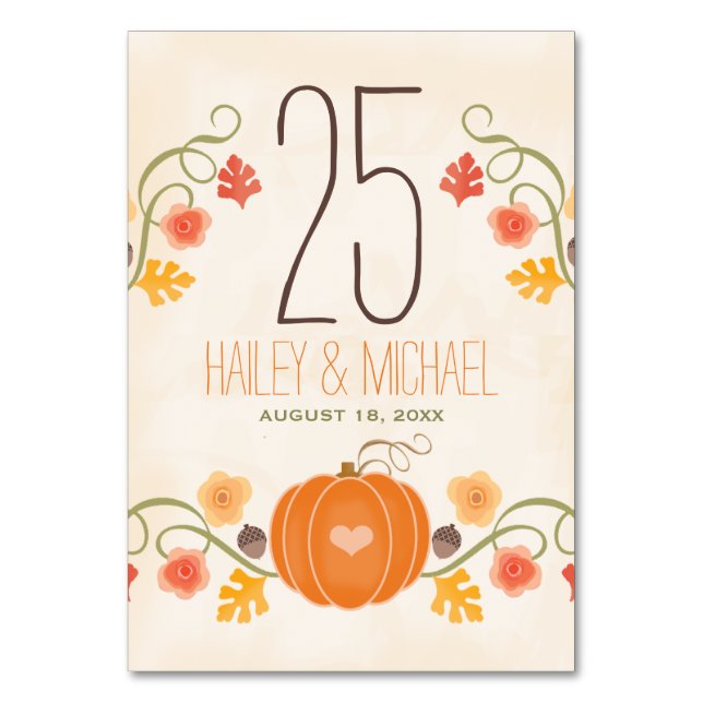 Mariage Citrouille d'automne Cartes Numéro de tabl (Par défaut)