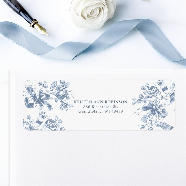 Mariage Classique Fleurs et Rubans Bleu Français (Créateur téléchargé)