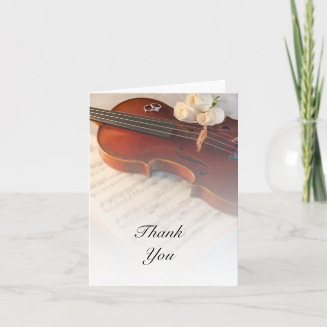 Mariage classique violon et roses blanches Merci  (Devant)