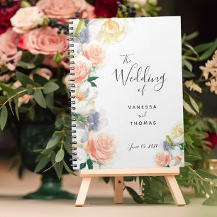 Mariage corail blanc romantique floraux livre d'or