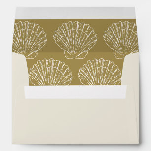 Mariage Côte d'Ivoire & Or Enveloppe de Coquillage