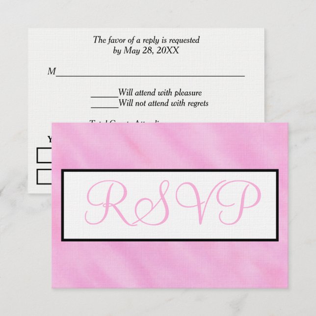 Mariage couleur rose pâle RSVP (Devant / Derrière)