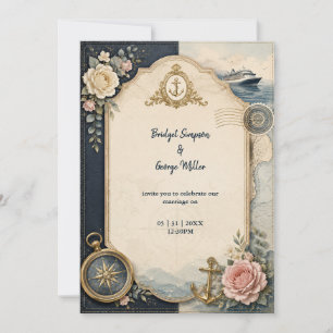 Mariage Croisière Carte Rose Passeport Vintage