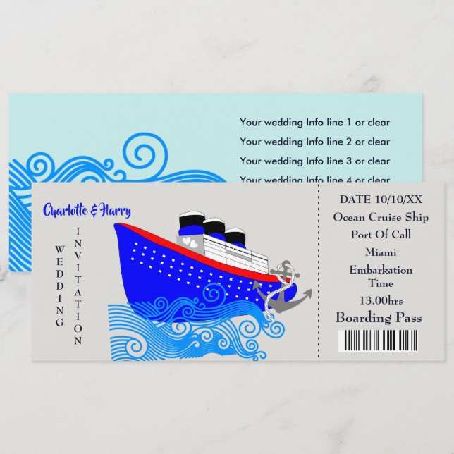 Mariage Croisière Destination Mariage Invitation (Devant / Derrière)
