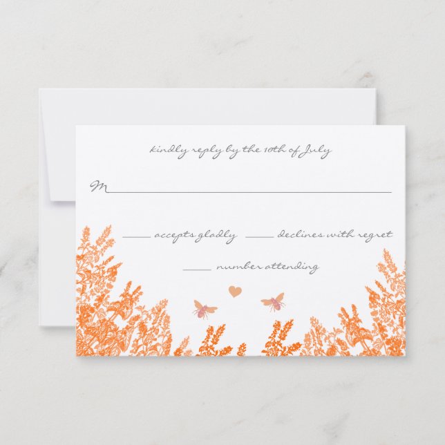 Mariage d'abeilles de Corail et Gris sauvage RSVP (Devant)