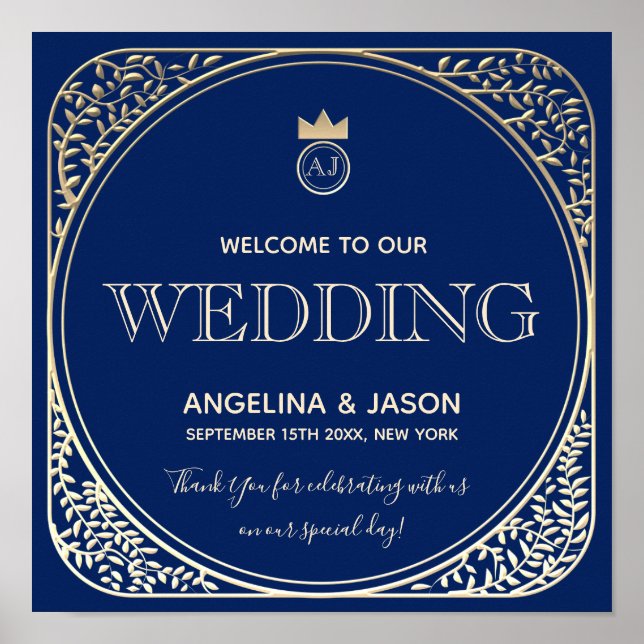 Mariage d'accueil Art déco bleu (Devant)
