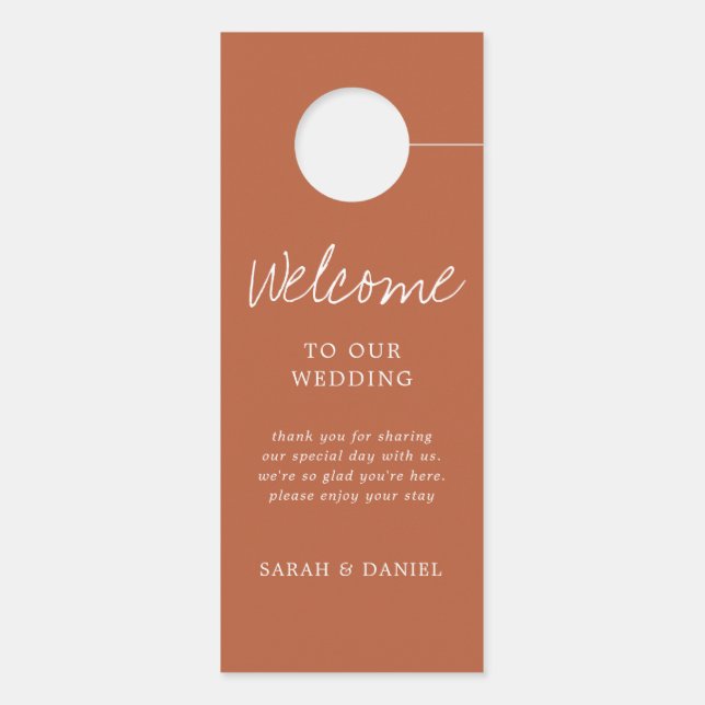 Mariage d'accueil moderne Burnt Orange Affichette  (Dos)