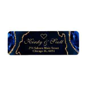 Mariage d'agate Parties scintillant Blue Gold Faux
