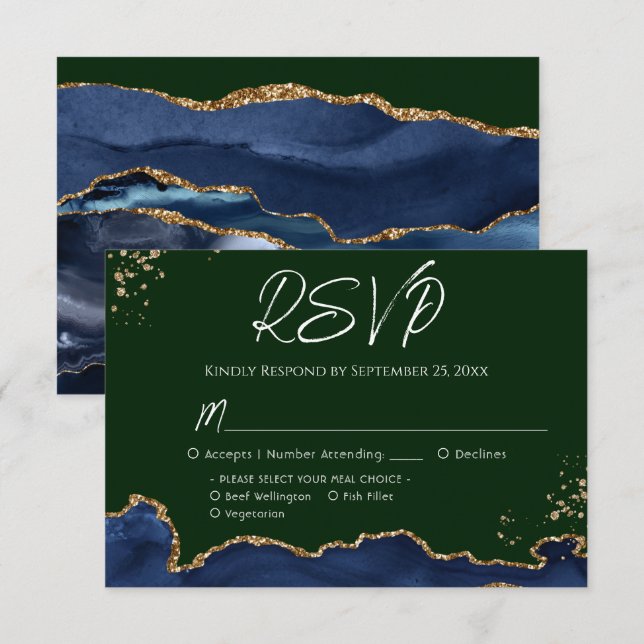 Mariage d'âge bleu et vert RSVP (Devant / Derrière)