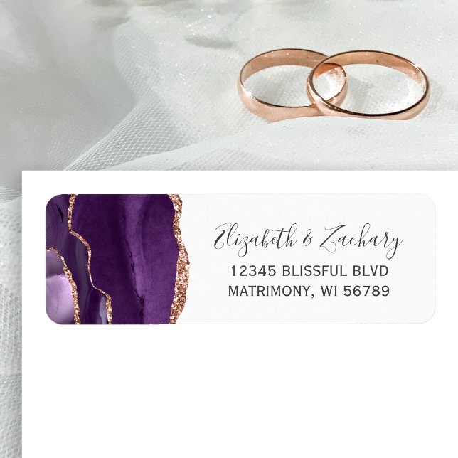 Mariage d'âge d'or Rose violet Adresse de retour (Créateur téléchargé)