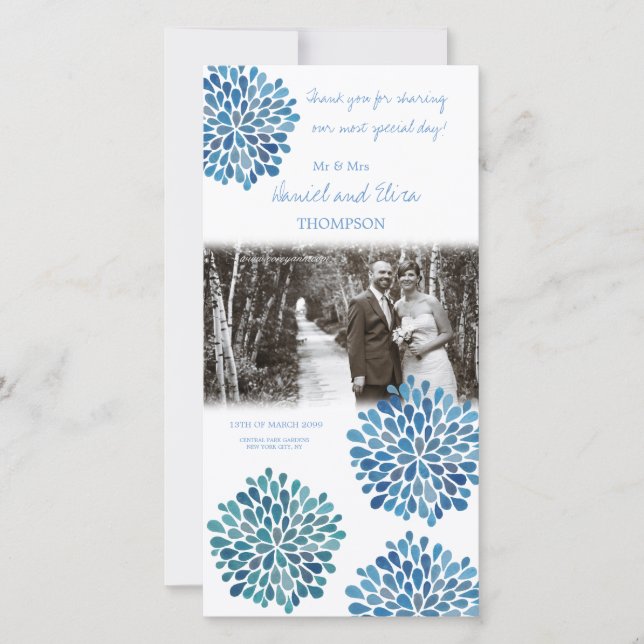Mariage Dahlias Merci bleu (Devant)