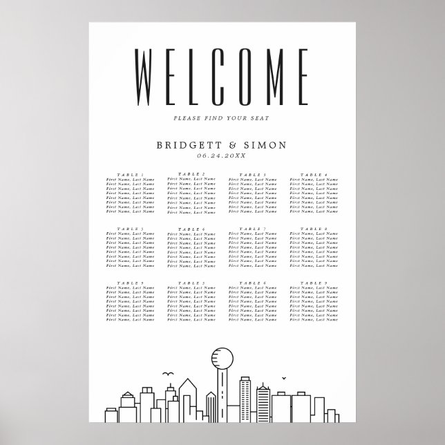Mariage Dallas | 12 Tableau des sièges (Devant)