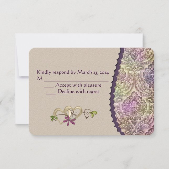 Mariage Damask Design RSVP (Devant)
