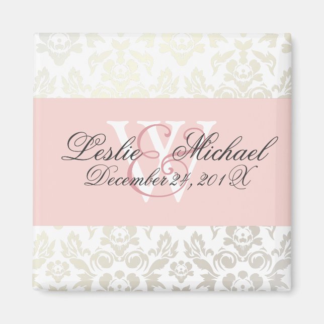 Mariage Damask Monogramme, Aimants (Devant)