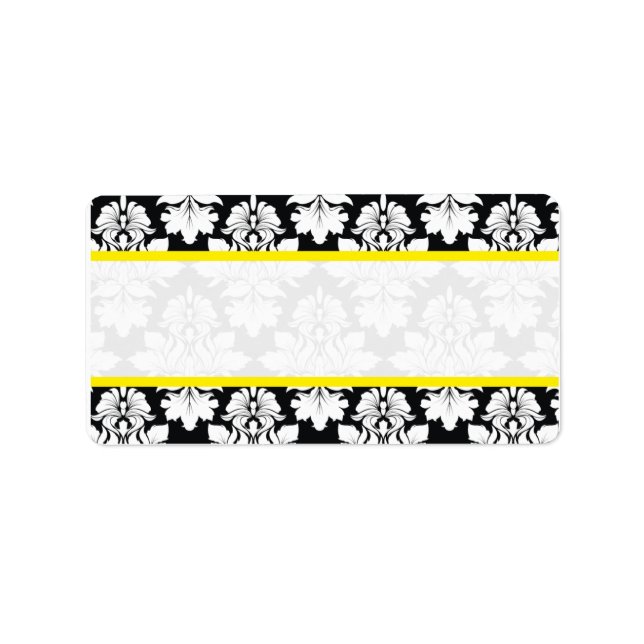 Mariage damassé Blanc noir Étiquettes (Devant)