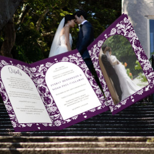 Mariage damassé Invitation à choisir blanc Arrière