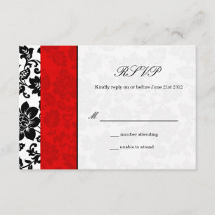 Mariage damassé noir et rouge RSVP