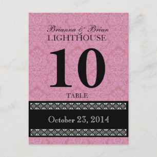 Mariage damassé rose Numéro de table Réception de 