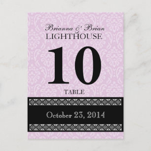 Mariage damassé rose Numéro de table Réception de 