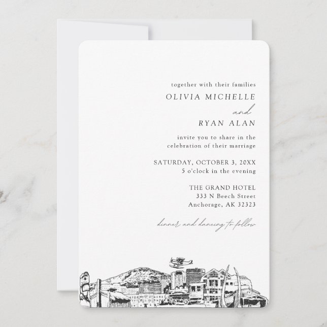 Mariage d'ancrage Elegant Skyline Invitation (Devant)