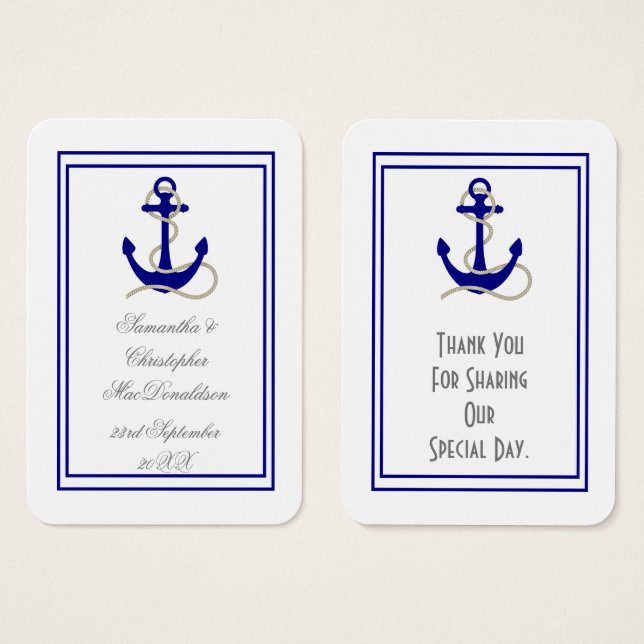 Mariage d'ancre nautique merci tag (Devant & derrière)